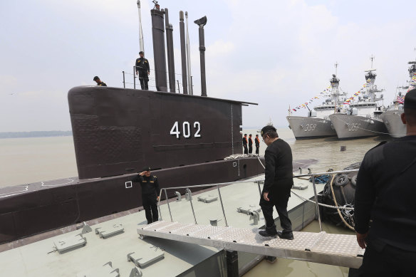 An oil spill was found near the site where the KRI Nanggala-402 submarine, pictured in 2014, was last located.