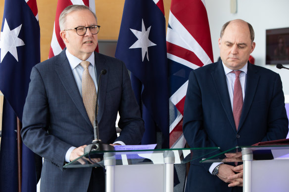 Prime Minister Anthony Albanese was joined on the visit by Britain’s Defence Secretary Ben Wallace.