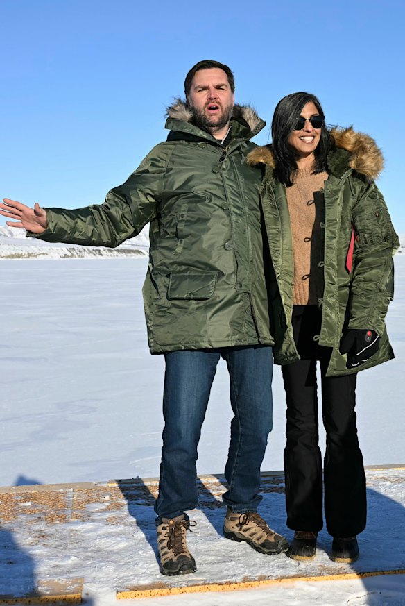 Vice President J.D. Vance and second lady Usha Vance during a tour of Pituffik Space Base, in Greenland, in March.