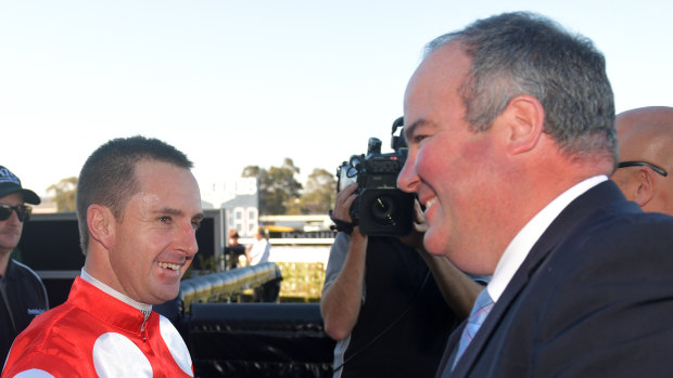 Brothers-in-law: Christian Reith and Brad Widdup look for a family success with Sandbar in the Golden Slipper.
