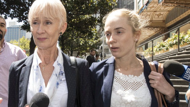 Genute Balsiene and her daughter Saule Baslyte leave the Downing Centre Courts.