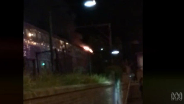 A fire broke out in the last carriage of this train in the Blue Mountains.