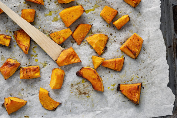 Intensify pumpkin’s flavour with a good roasting until softened.