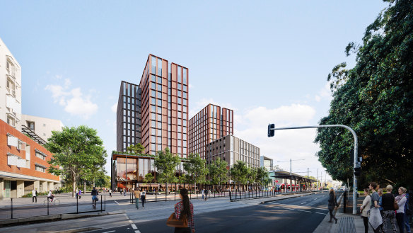 A render of the revised 16-storey student housing development on Anzac Parade proposed by UNSW and Iglu.