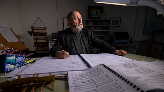 Richard Mills, composer and outgoing artistic director of Victorian Opera, in his studio.