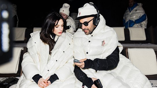Anne Hathaway at the Fall 2024 Moncler show in Paris.