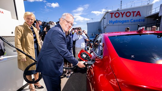 Prime Minister Scott Morrison visits the Toyota Hydrogen Centre in Altona today.
