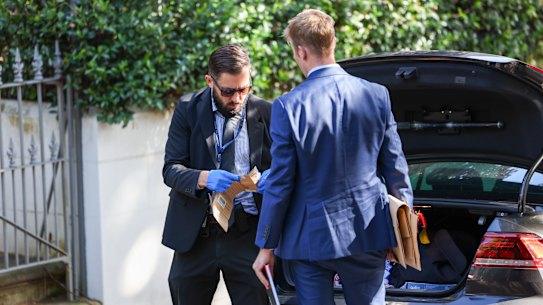 Detectives re-entered the home of Jesse Baird on Sunday morning.