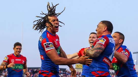 Dominic Young scores for the Knights.