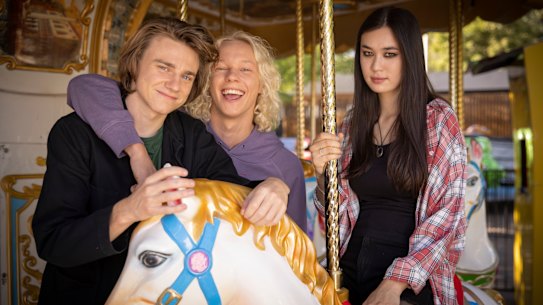 Henry Strand, Stacy Clausen and Hannah Ogawa in Crazy Fun Park.
