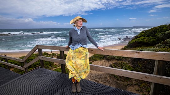 Author Alison Lester at Kilcunda Beach near her Victorian home.