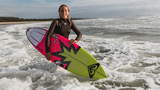 Portrait of 12 year old Byron Bay surfer Leihani Zoric.