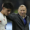 Eddie Jones and England’s Marcus Smith after the side’s 25-25 draw with New Zealand.