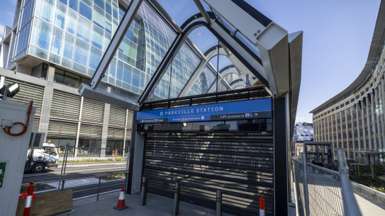 Parkville station sits dormant.
