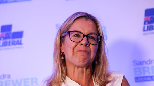 Liberal leader Libby Mettam delivering her concession speech on Saturday night.