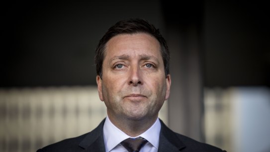 Victorian Opposition Leader Matthew Guy speaking to the media on Tuesday.
