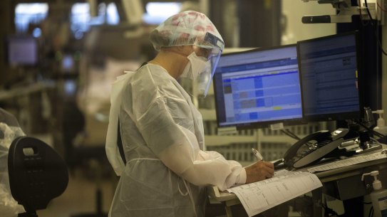 Pictures taken in the COVID-19 ward at The Austin Hospital in Heidelberg in 2021.