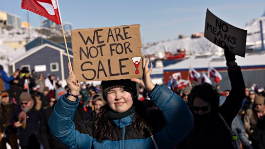 A protest in Nuuk against Donald Trump’s designs on Greenland.