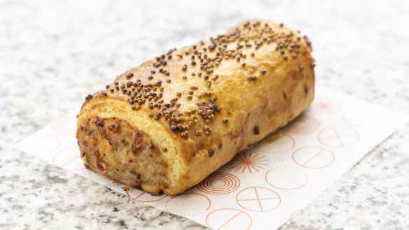 Pork, fennel and cheese sausage roll.