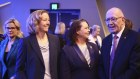 From left, Woodside boss Meg O’Neill; Resources minister Madeleine King, and Peter Cosgrove at the Australian Energy Producers conference in Perth.