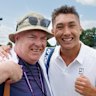 James McCabe with his father Patrick at Wimbledon qualifying in 2025.