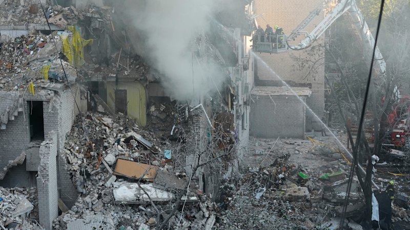 Russian attack kills at least 17, injures scores and causes damage across Ukraine capital