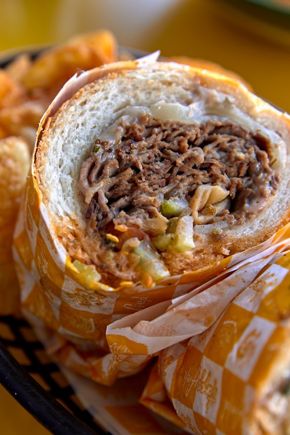 Italian beef sandwich.