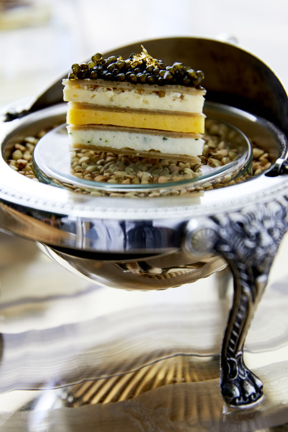 Caviar sandwich served at the bar.
