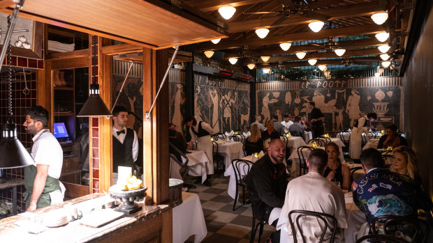Le Foote’s main 50-seat dining room is lined with an Etruscan mural.