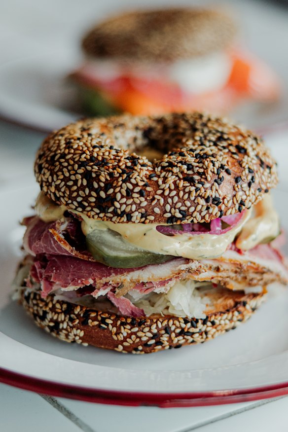 Pastrami bagel. 