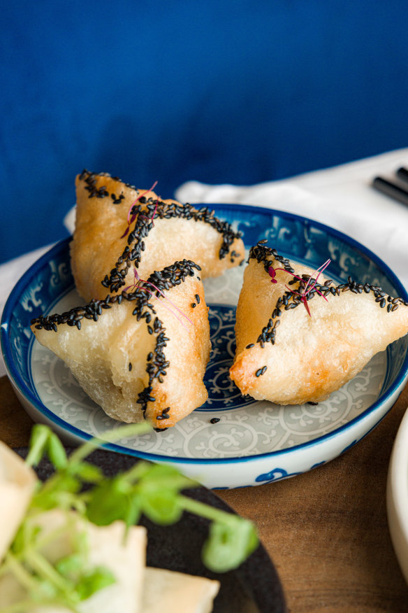 Crispy chicken and shiitake dumplings. 