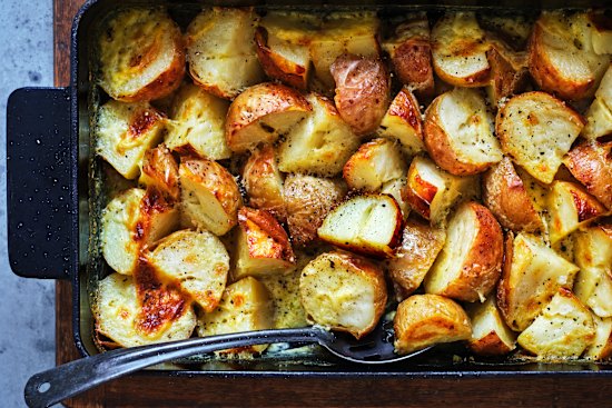 Roasted scalloped potatoes.