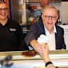 Anthony Albanese enjoys the sweet taste of victory in his electorate on Sunday.