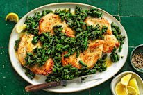 Chicken with pesto and green beans.
