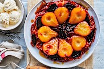 Pear and date tarte tatin.