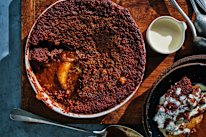 Helen Goh's pear and caramel self-saucing pudding.