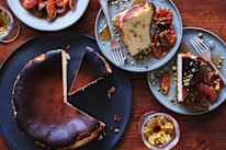 Helen Goh’s Basque-style baked cheesecake with dried fig and blood orange compote.