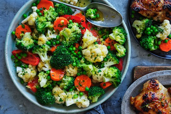 Garlic buttered vegetables.