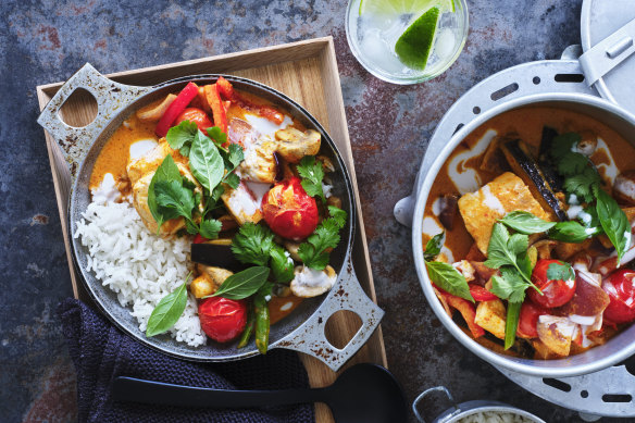 Red curry barramundi.