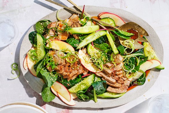 Pork, apple and spring onion salad.