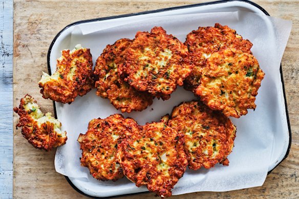 Cauliflower cheese fritters.