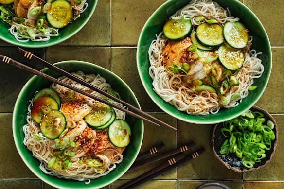 Substitute the chicken for prawns or tofu.