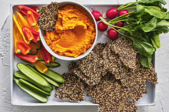 Serve the dip with fresh crudites and these gluten-free seeded crackers.