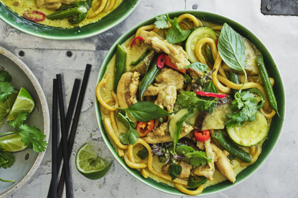 Green curry noodles.