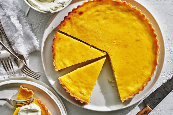 Serve this lemon tart with vanilla cream.