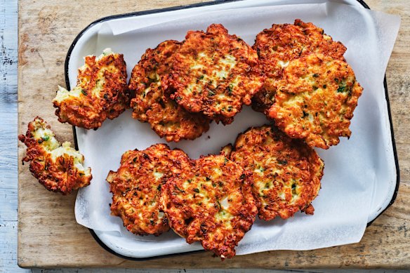 Cauliflower cheese fritters.