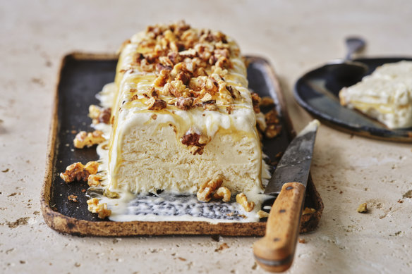 Adam Liaw’s honey and walnut semifreddo.