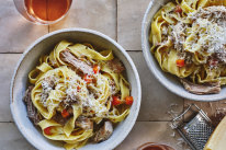 Pappardelle with white pork ragu, sage and lemon.