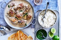 Karen Martini’s coconut chicken curry uses both coconut cream and coconut milk.