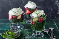 Berry matcha trifle.